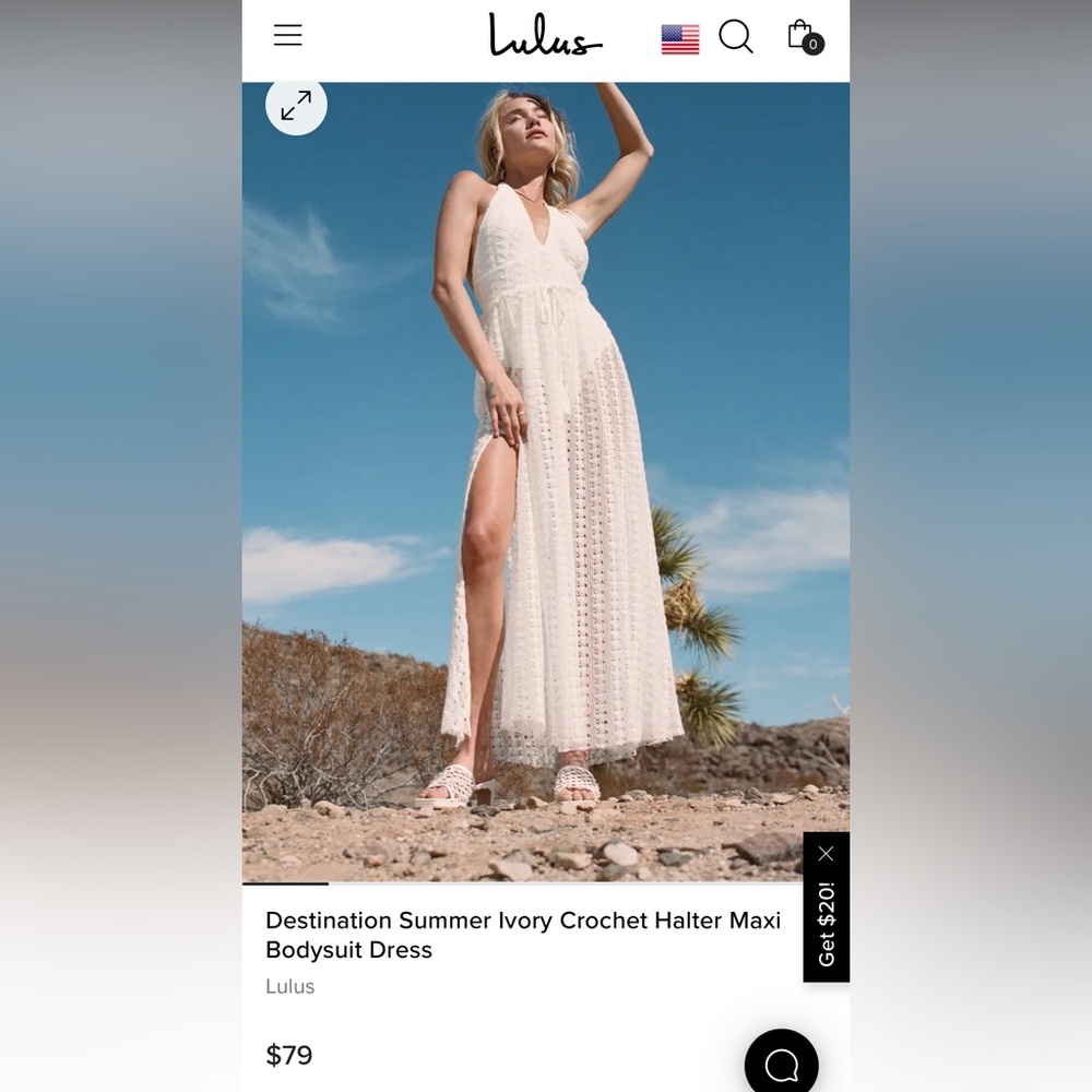 Lulus Destination Summer Crochet Halter Maxi Bodysuit Dress